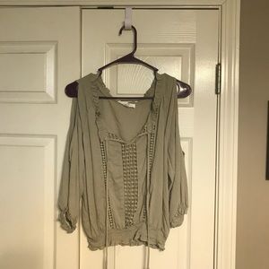 Olive shoulderless blouse